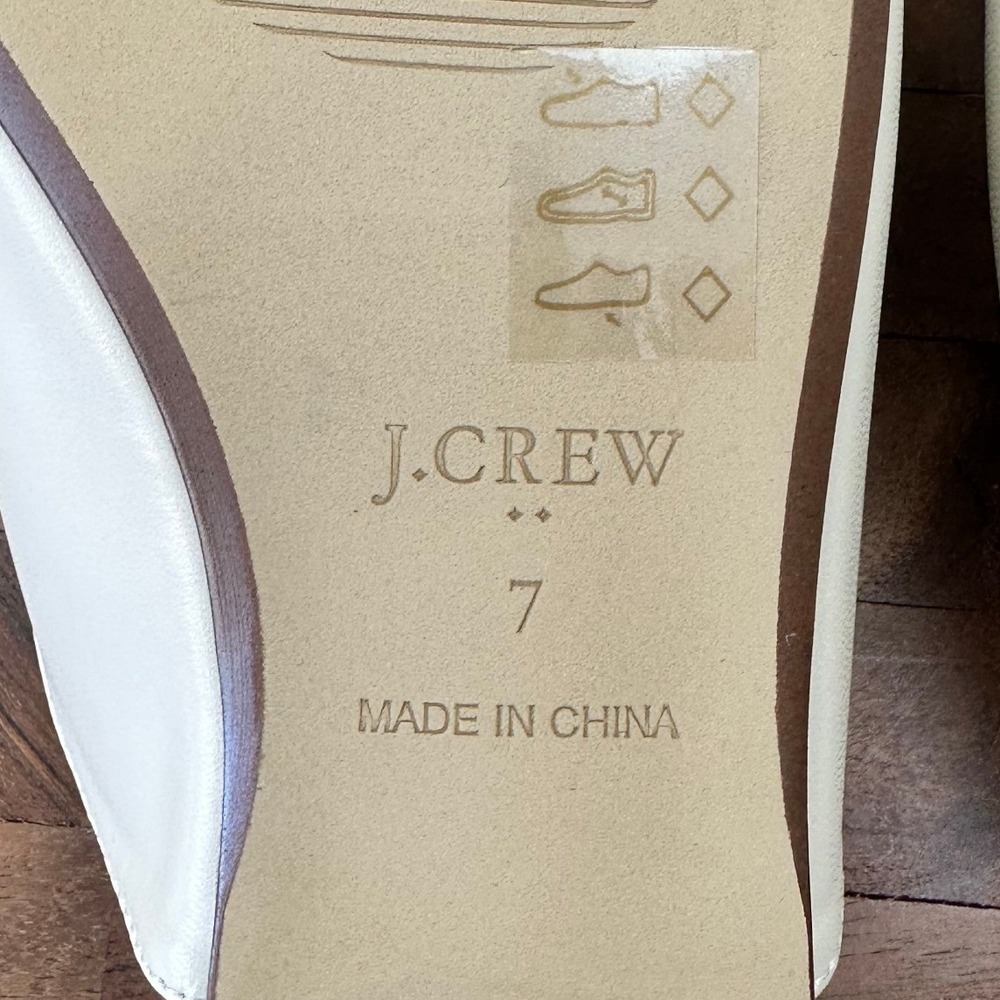 J.Crew NWOB Cream Leather Horsebit Mules Loafers Flat Shoes Women Size 7 - Picture 8 of 9